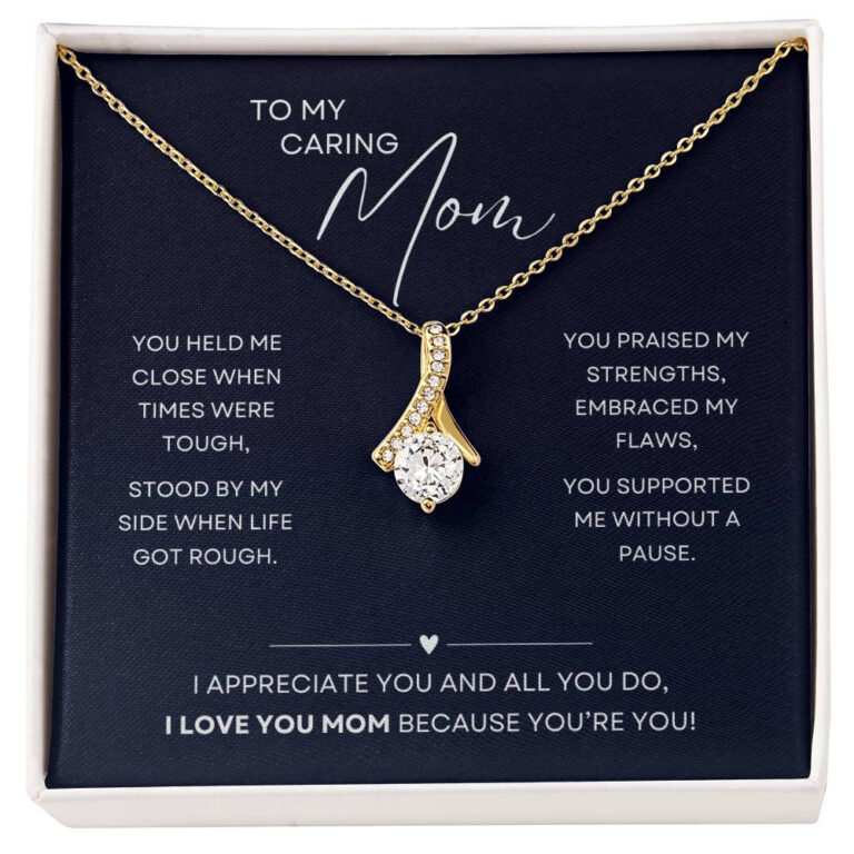 "Held Me Close" Caring Mom Alluring Beauty Necklace Finish: 18k Yellow Gold, Gift Box: Standard Two-Toned Box