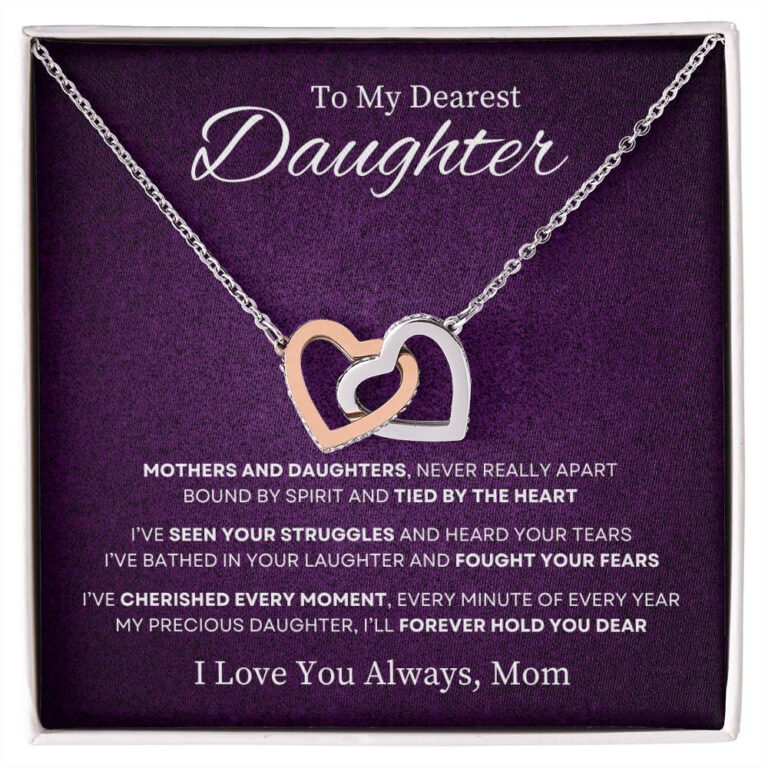 "Bound by Spirit" Daughter from Mom Interlocking Hearts Necklace