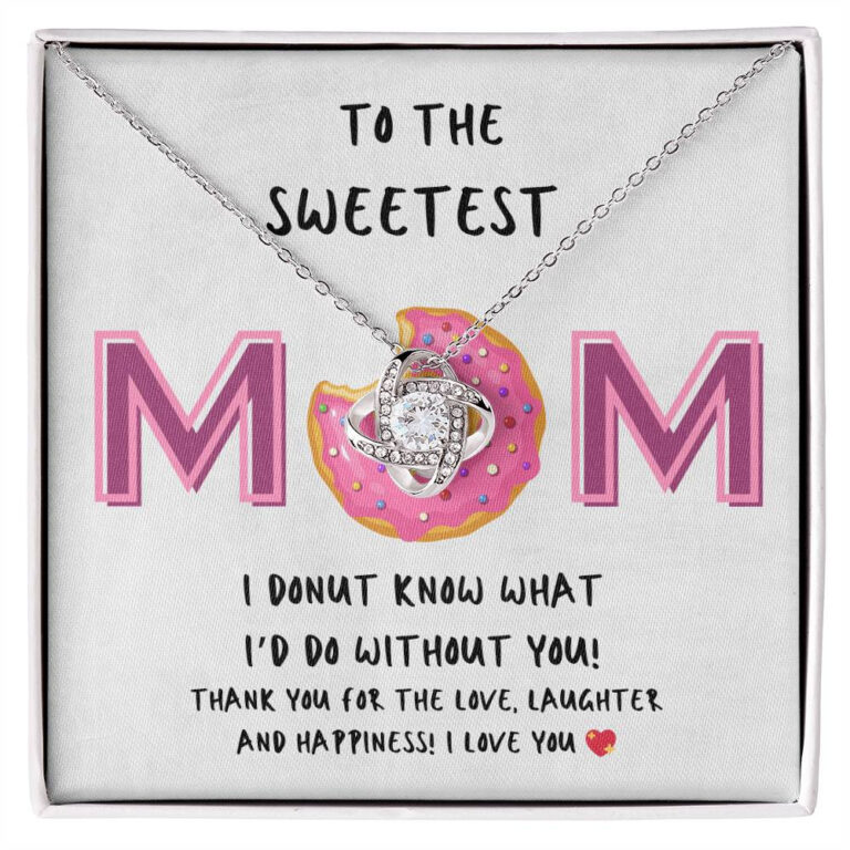 "The Sweetest Mom" Donut Love Knot Necklace