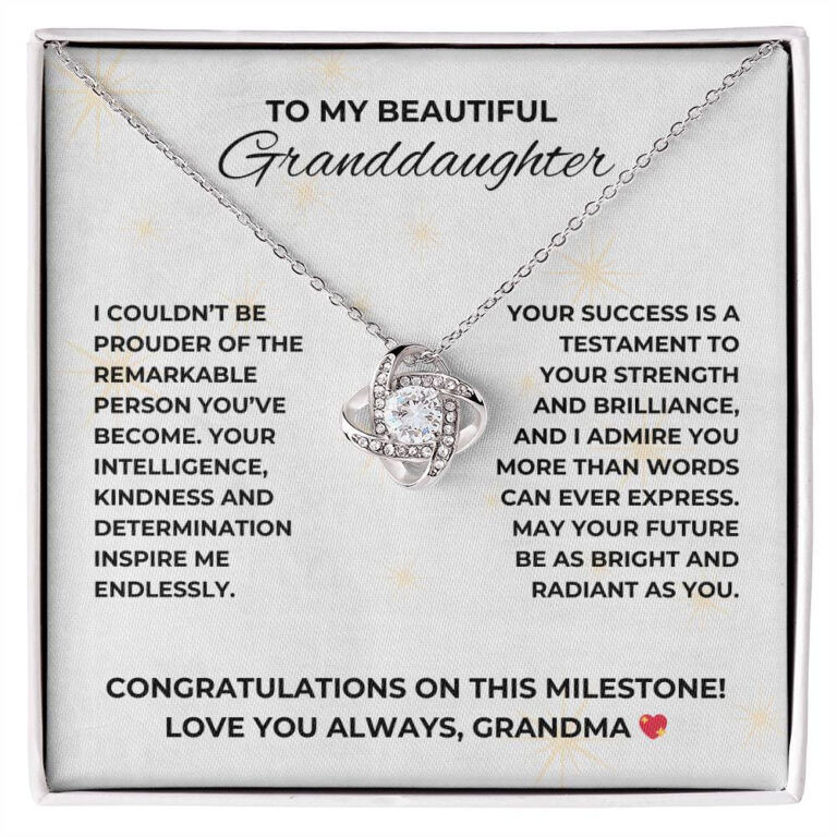 "Congratulations Milestone" Granddaughter from Grandma Love Knot Necklace