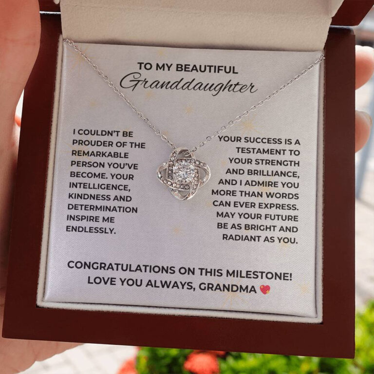 "Congratulations Milestone" Granddaughter from Grandma Love Knot Necklace