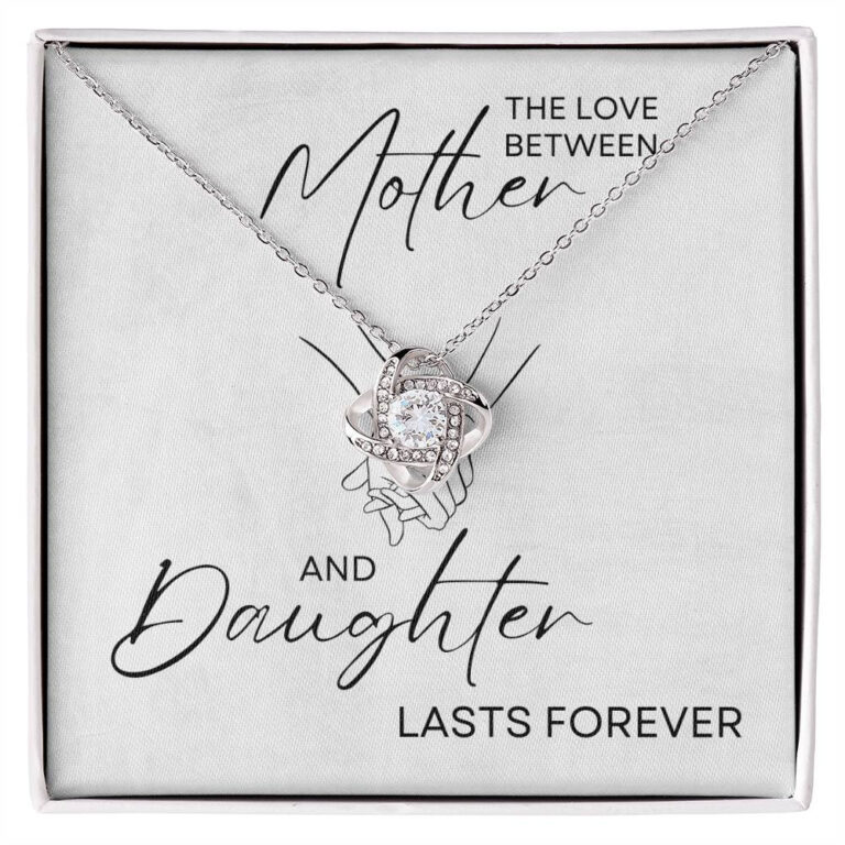 "Love Between Lasts Forever" Mother and Daughter Love Knot Necklace